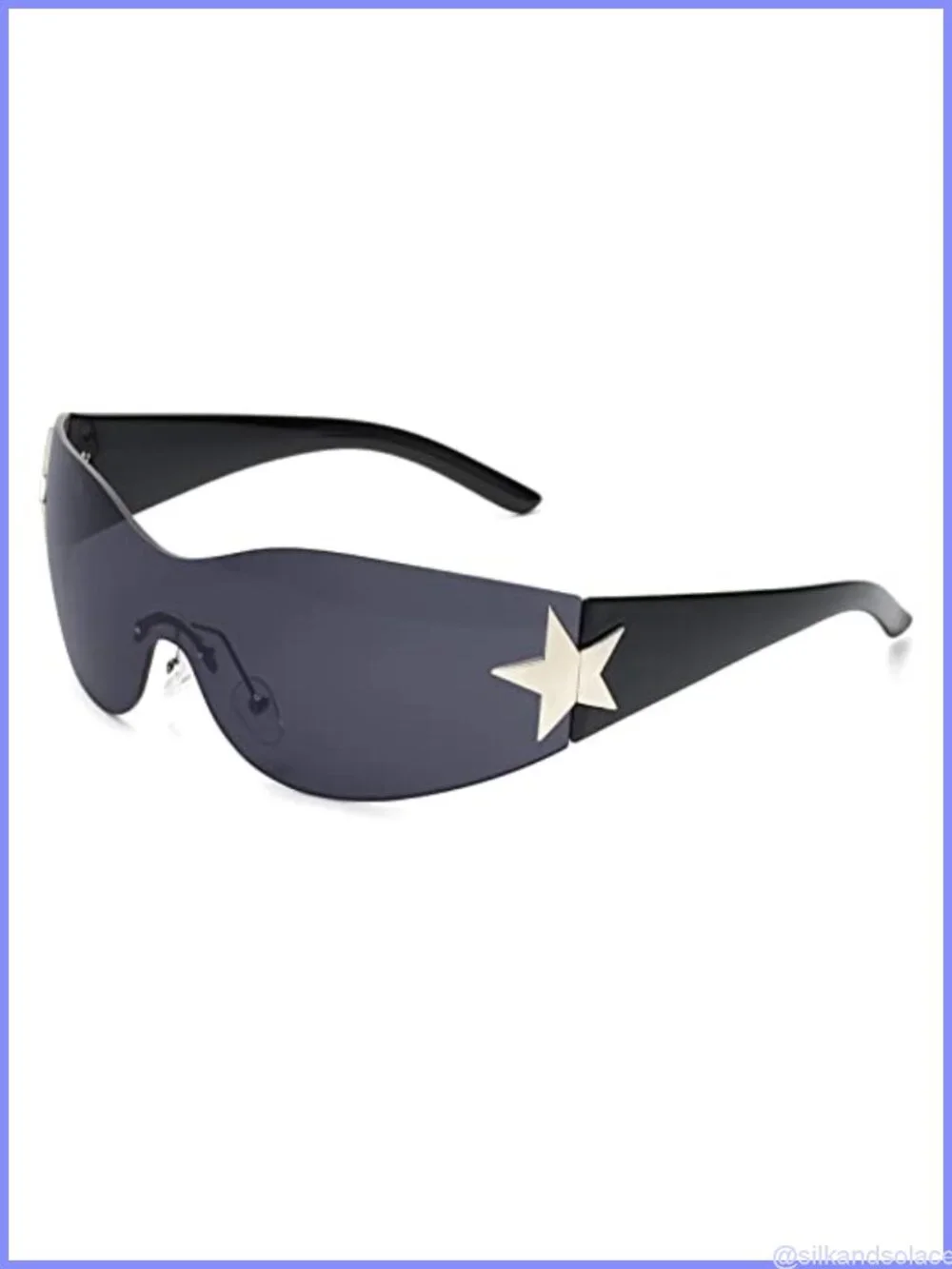 Rimless Y2K Wrap Around Sunglasses Oversized Frameless UV Protection